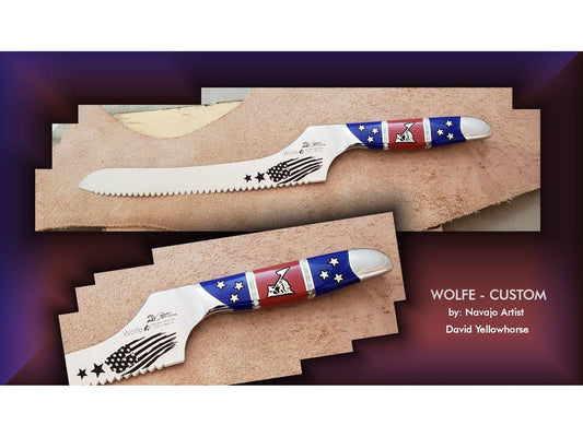 Wölfe Custom Veterans Bread Knife - by Navajo Artist David Yellowhorse