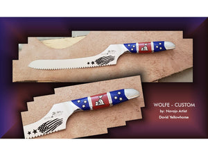 Wölfe Custom Veterans Bread Knife - by Navajo Artist David Yellowhorse